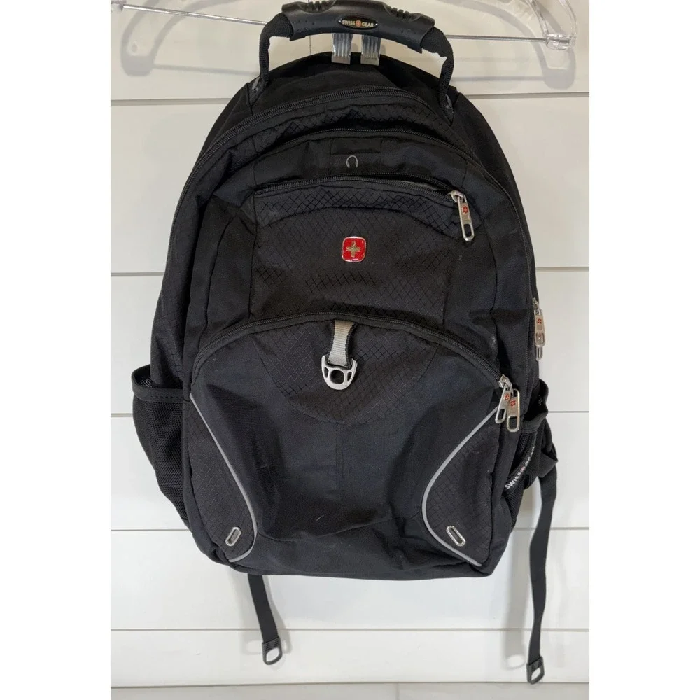 SWISSGEAR Black Backpack Men Padded Zip Multiple Pockets Travel Business Casual